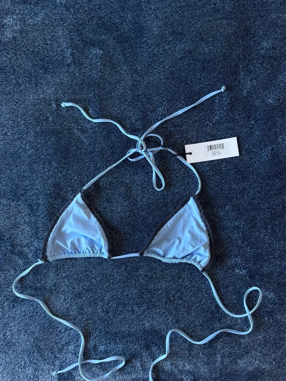 NWT Frankies Bikinis X Jennie Two-Tone Blue Triangle Crochet Bikini Set👙💙🩵